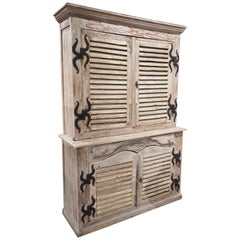 Painted French Buffet Deux Corps with Antique Shutter Doors