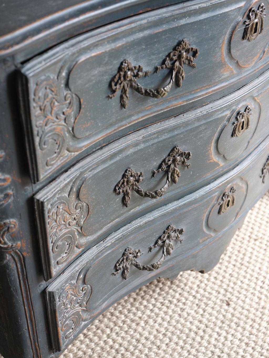 French Provincial Blue French Commode Chest of Drawers, circa 1715 For Sale