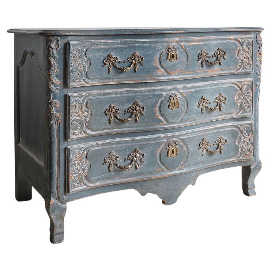 Blue French Commode Chest of Drawers, circa 1715 For Sale