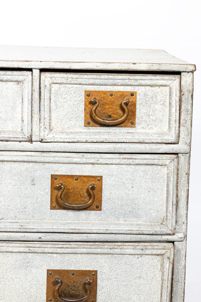 Antique White French Commode with Brass Hardware In Good Condition In South Salem, NY