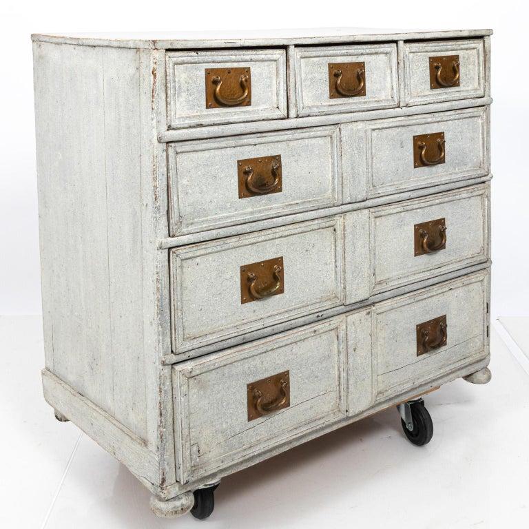 Late 19th Century Antique White French Commode with Brass Hardware