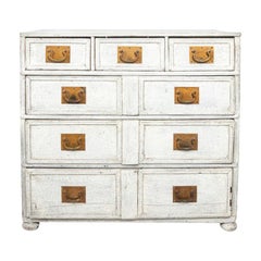 Antique White French Commode with Brass Hardware
