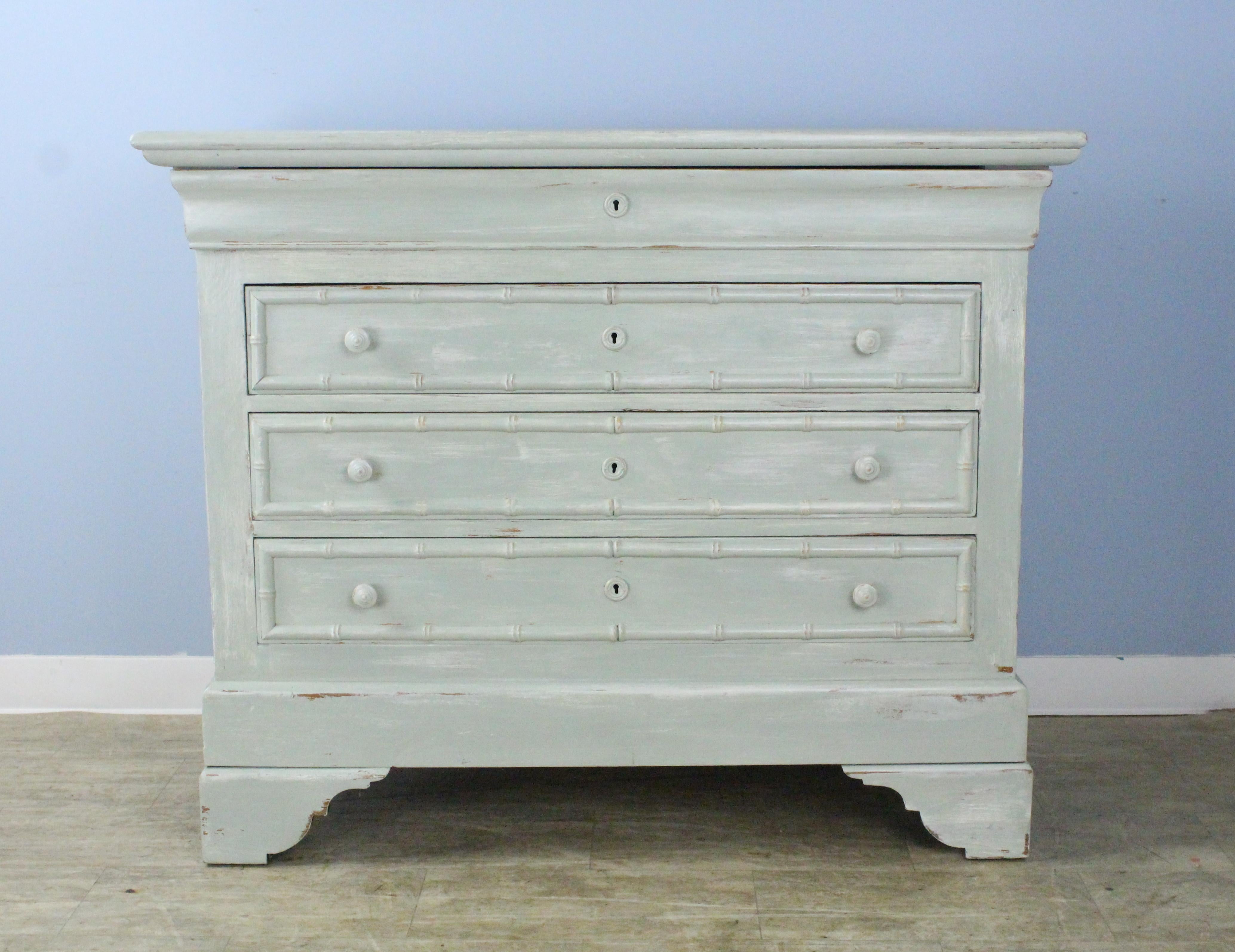 Painted French Commode with Faux Bamboo Moldings In Good Condition For Sale In Port Chester, NY
