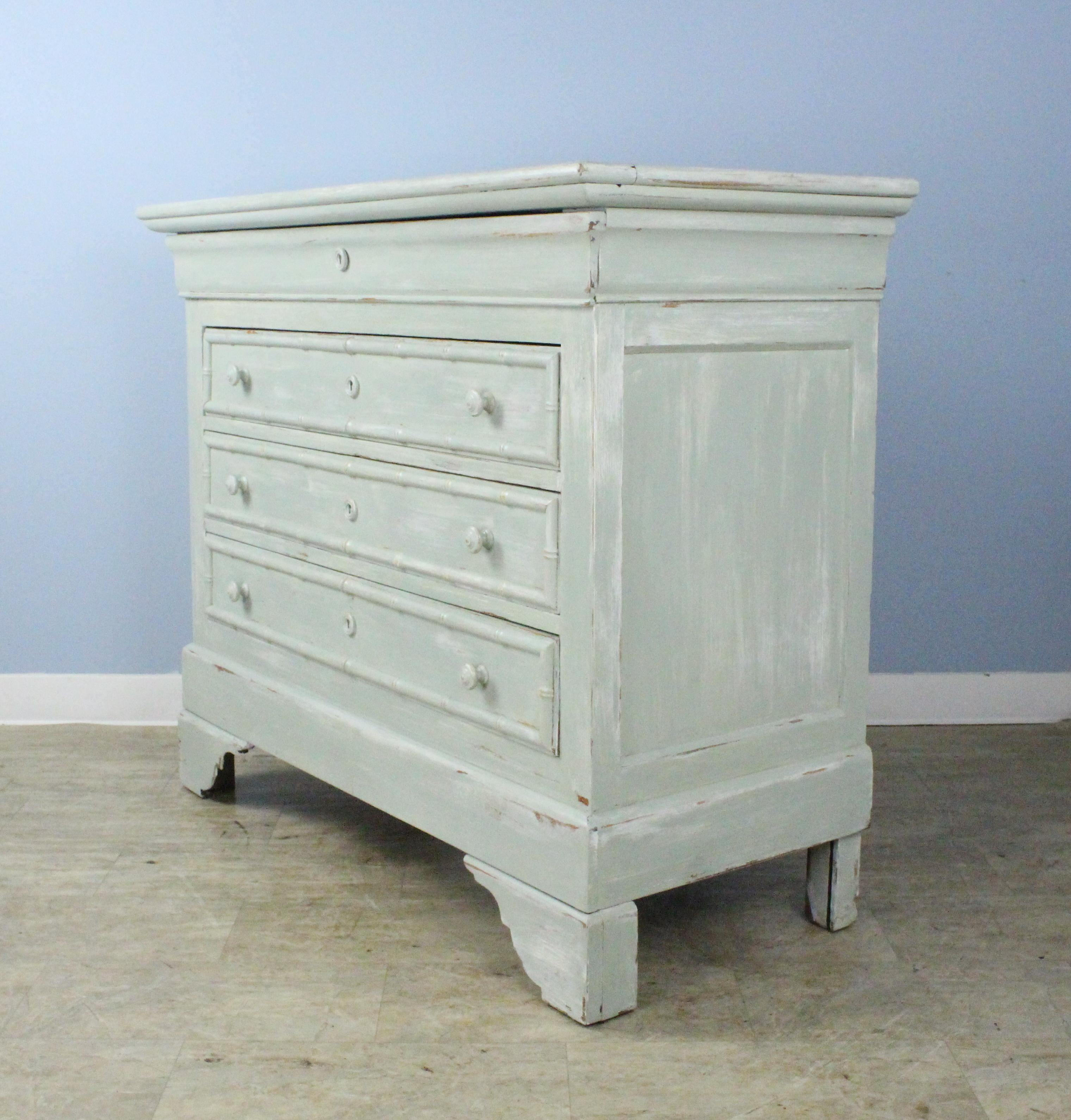 19th Century Painted French Commode with Faux Bamboo Moldings For Sale