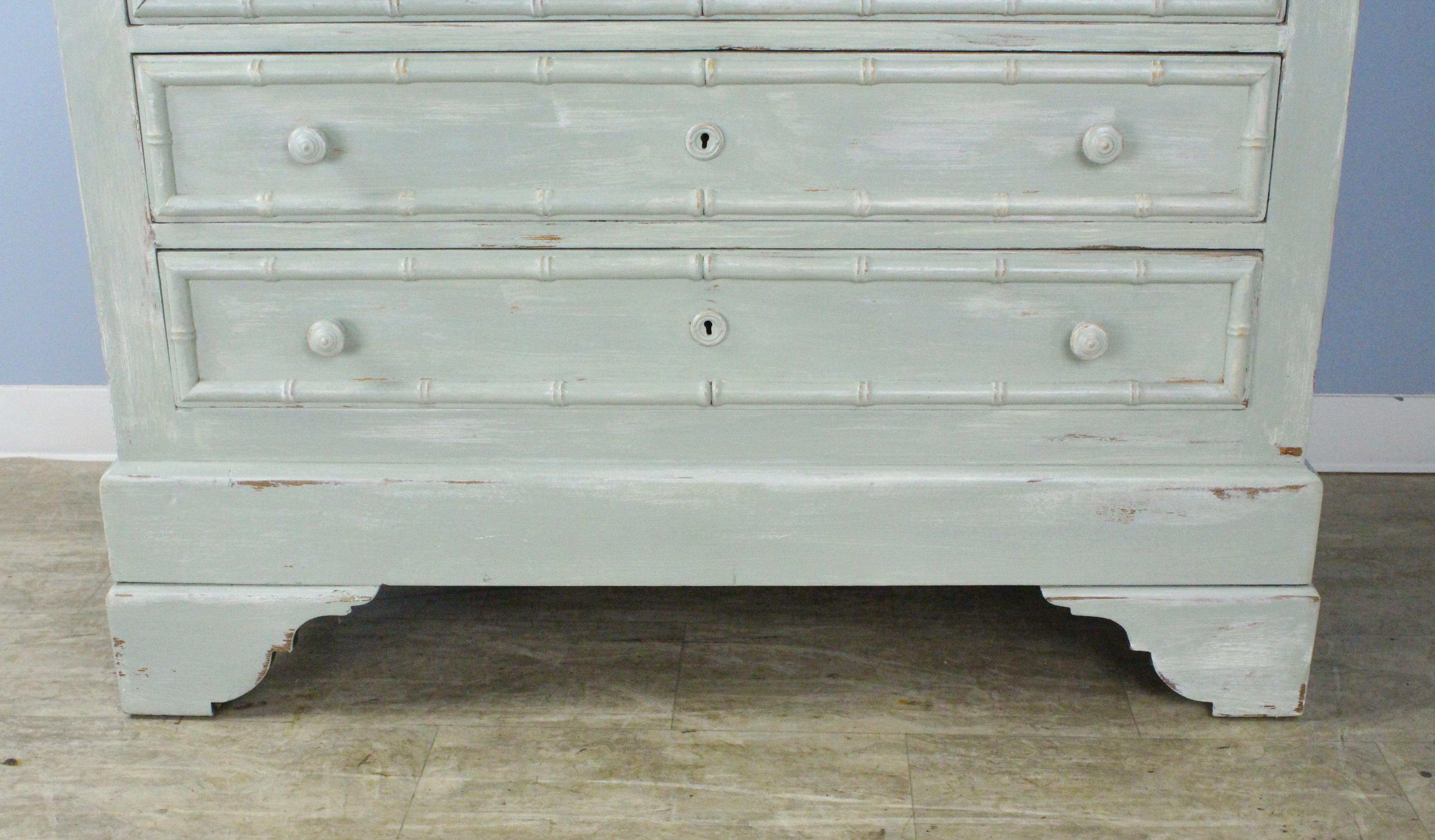 Painted French Commode with Faux Bamboo Moldings For Sale 1