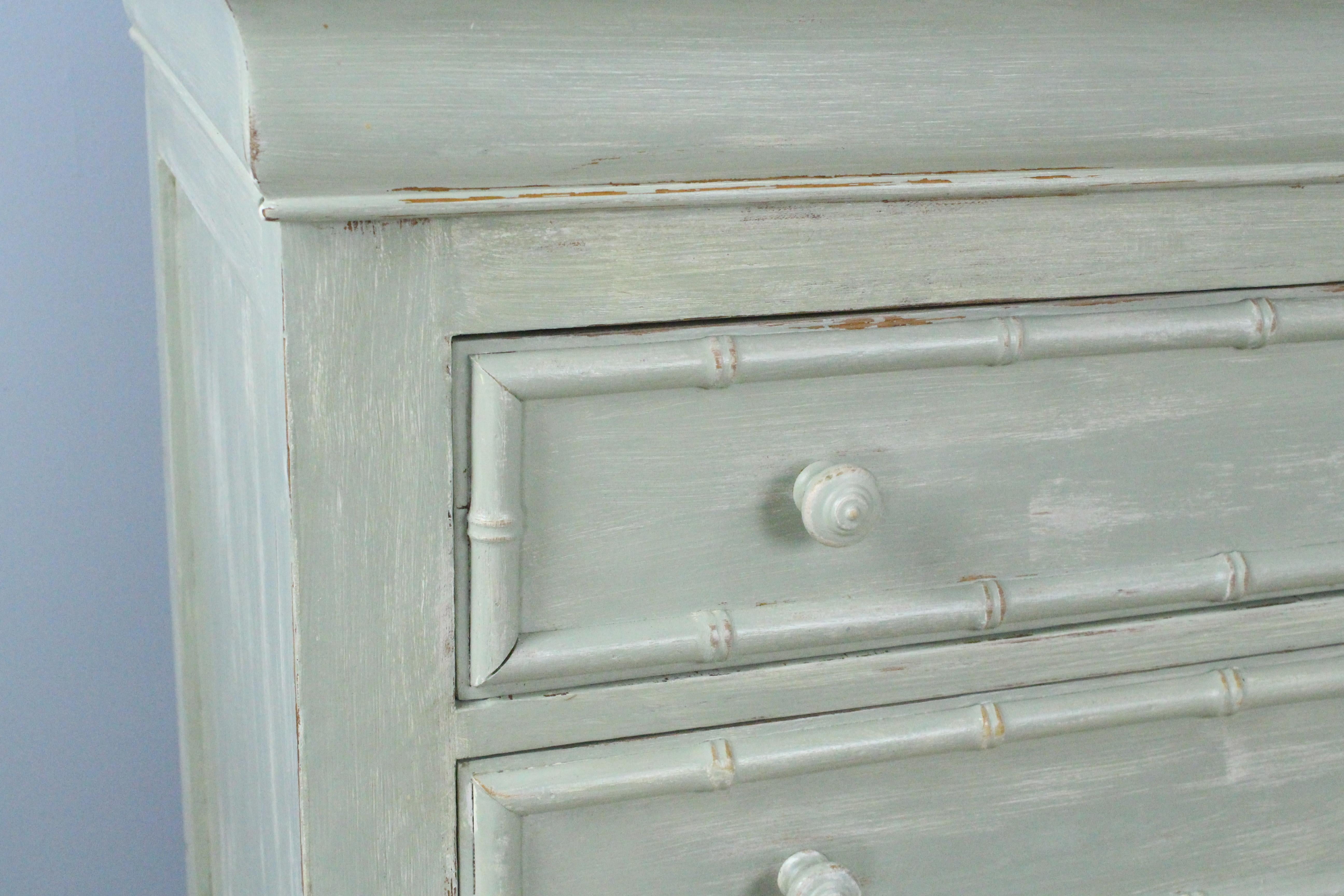 Painted French Commode with Faux Bamboo Moldings For Sale 2