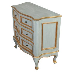 Painted French Commode with Gilt Accents