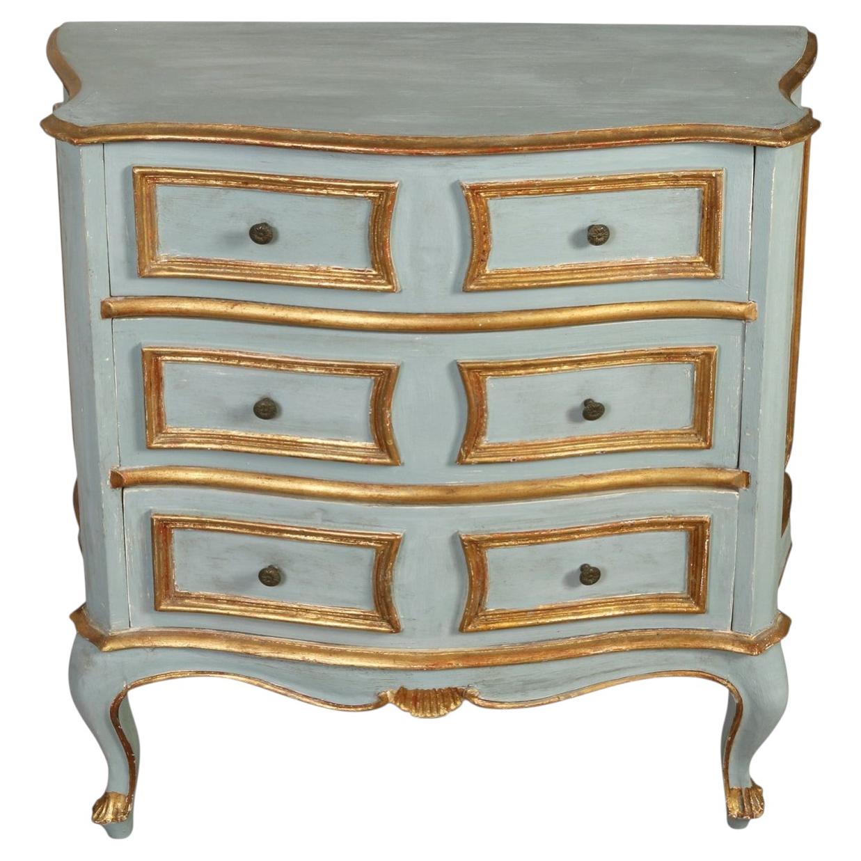 Painted French Commode with Gilt Accents