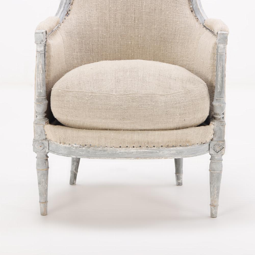Early 20th Century Painted French Directoire style bergere chair C 1900. For Sale