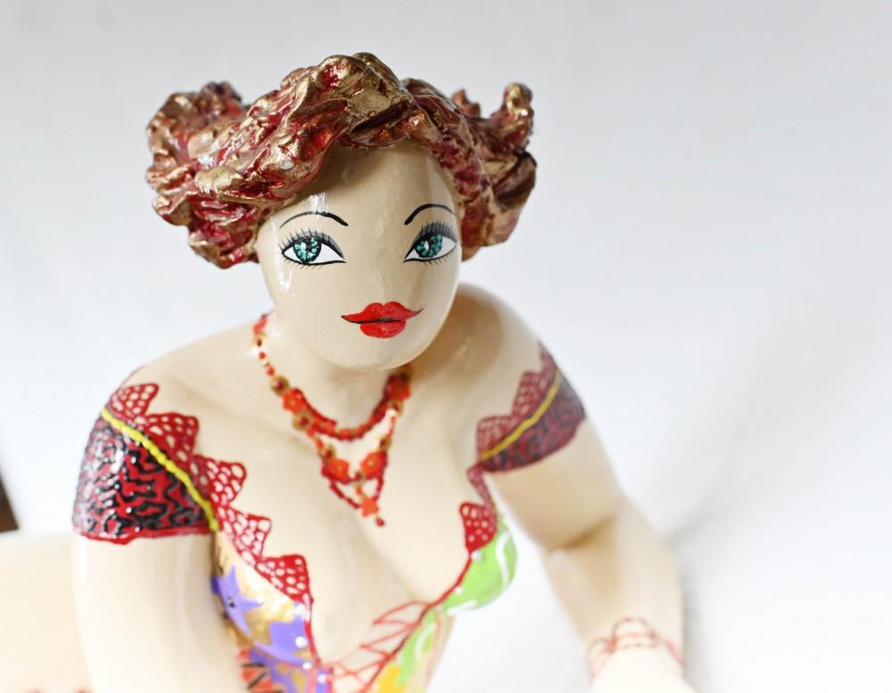 French Provincial Painted French Female Statue by Josepha Parisian Madam Dancer For Sale