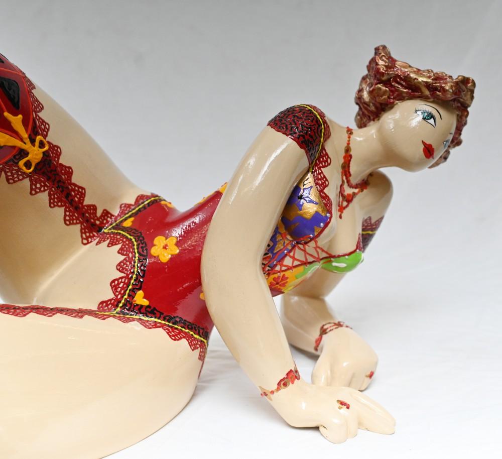 Mid-20th Century Painted French Female Statue by Josepha Parisian Madam Dancer For Sale
