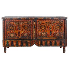 Painted French Folk-Art Trunk Blanket Box. 19th Century from Paris