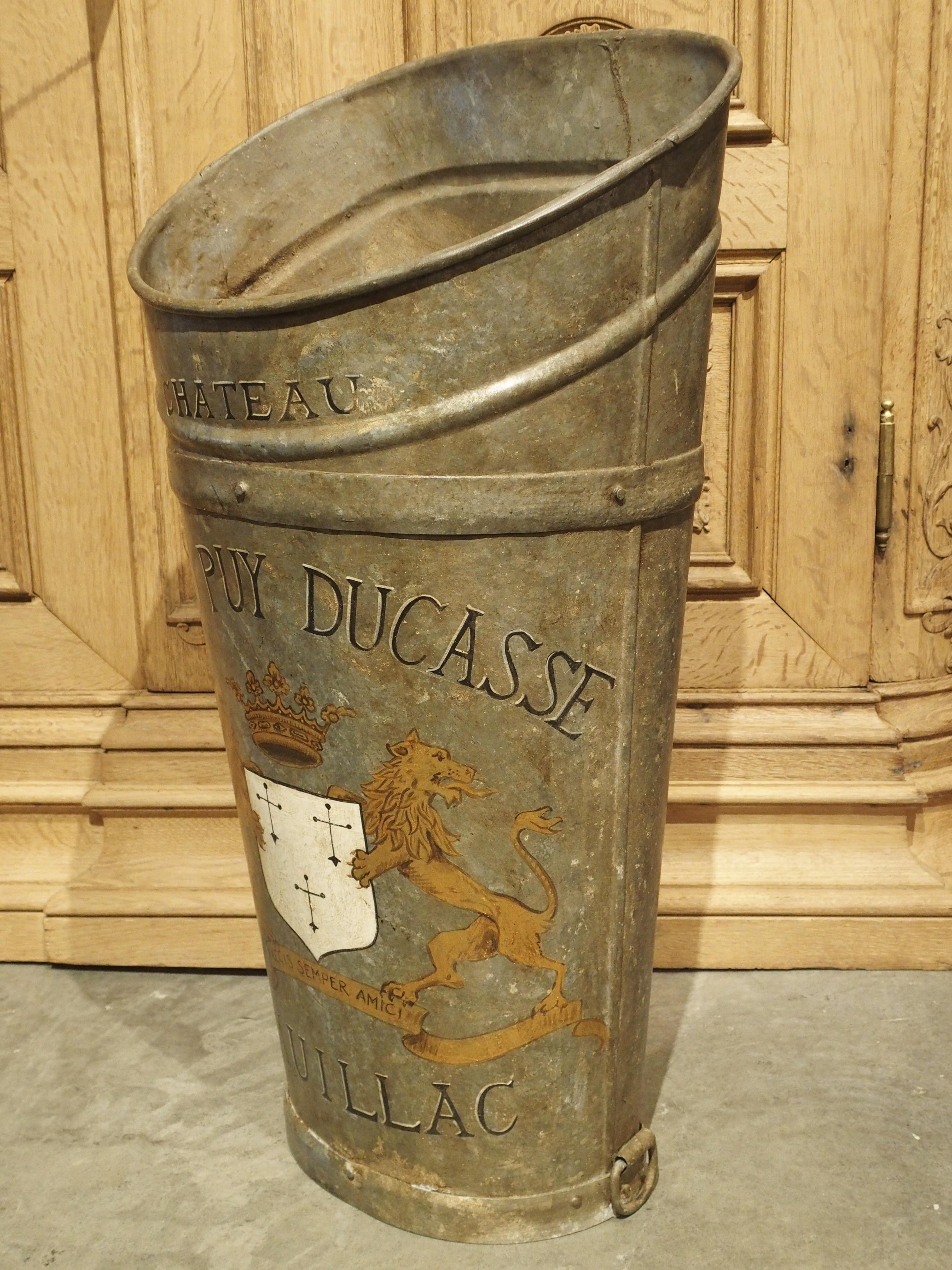 20th Century Painted French Grape Hotte, “Chateau Pauillac Grand Puy Ducasse”