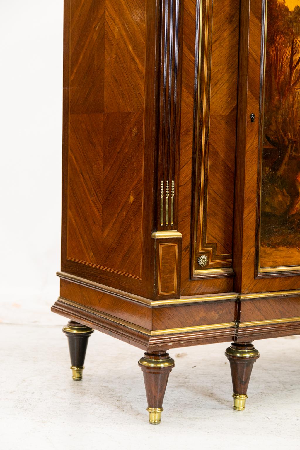 Painted French Inlaid Marble Top Cabinet For Sale 5