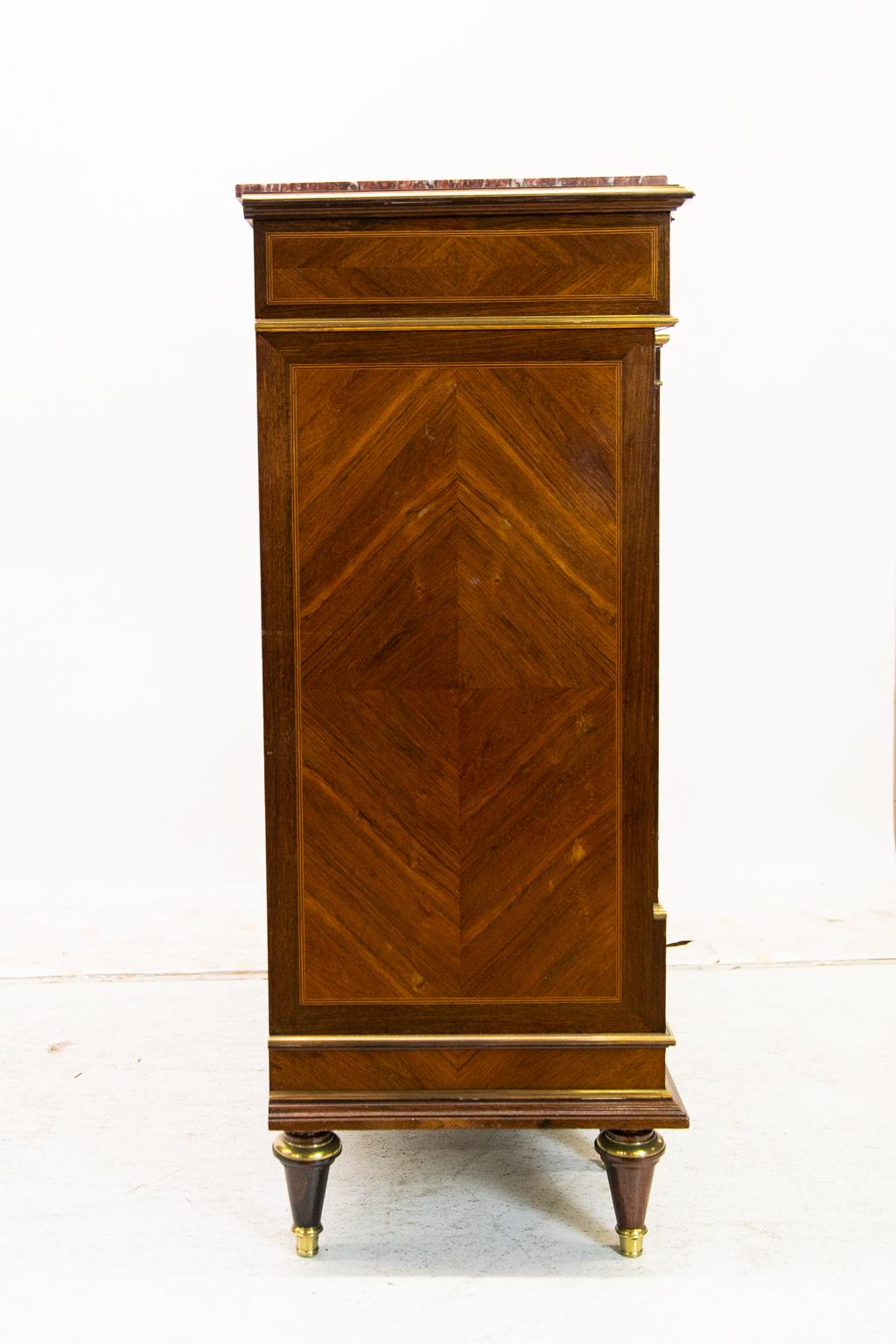 Painted French Inlaid Marble Top Cabinet For Sale 6