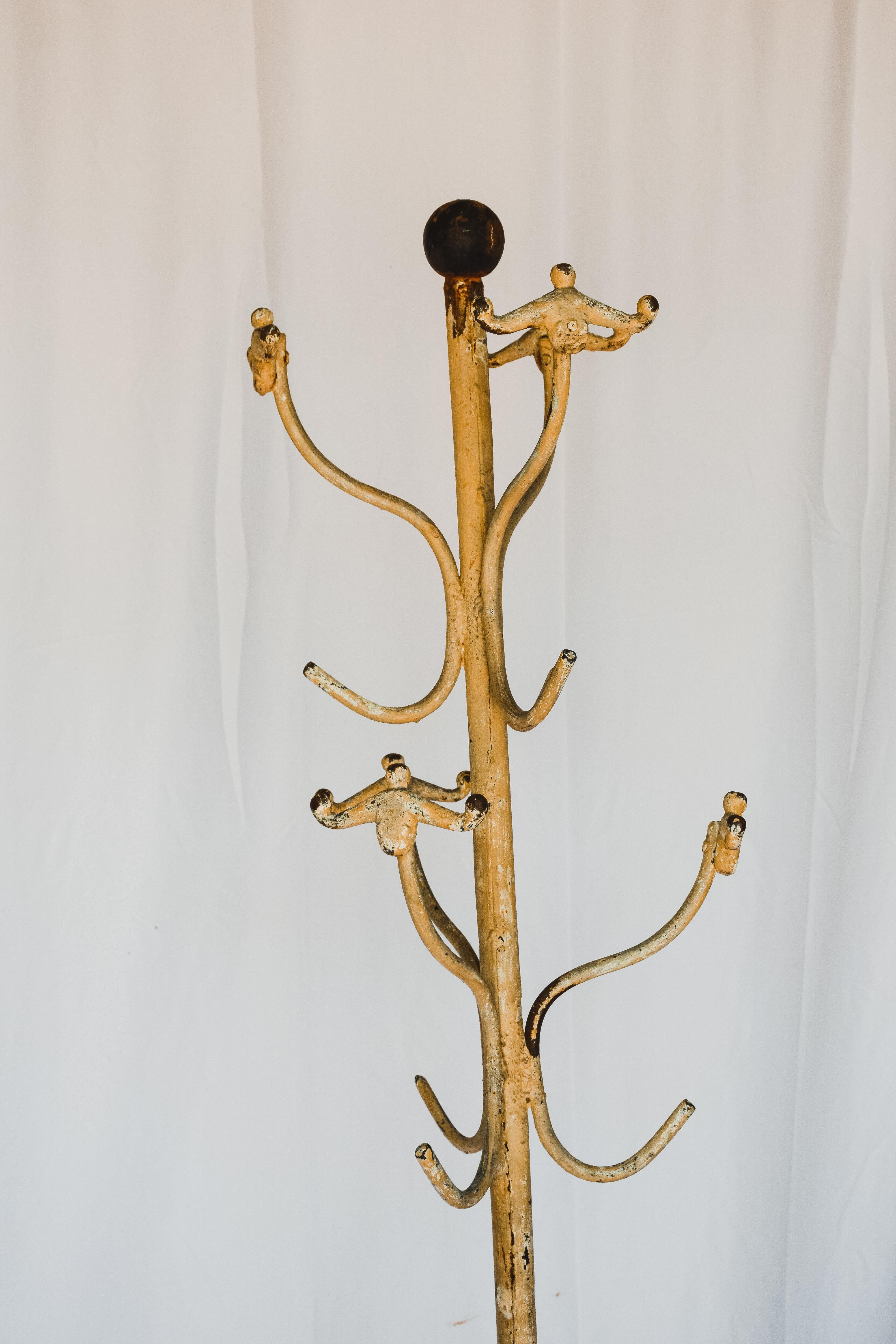 20th Century Painted French Iron Hall Tree For Sale