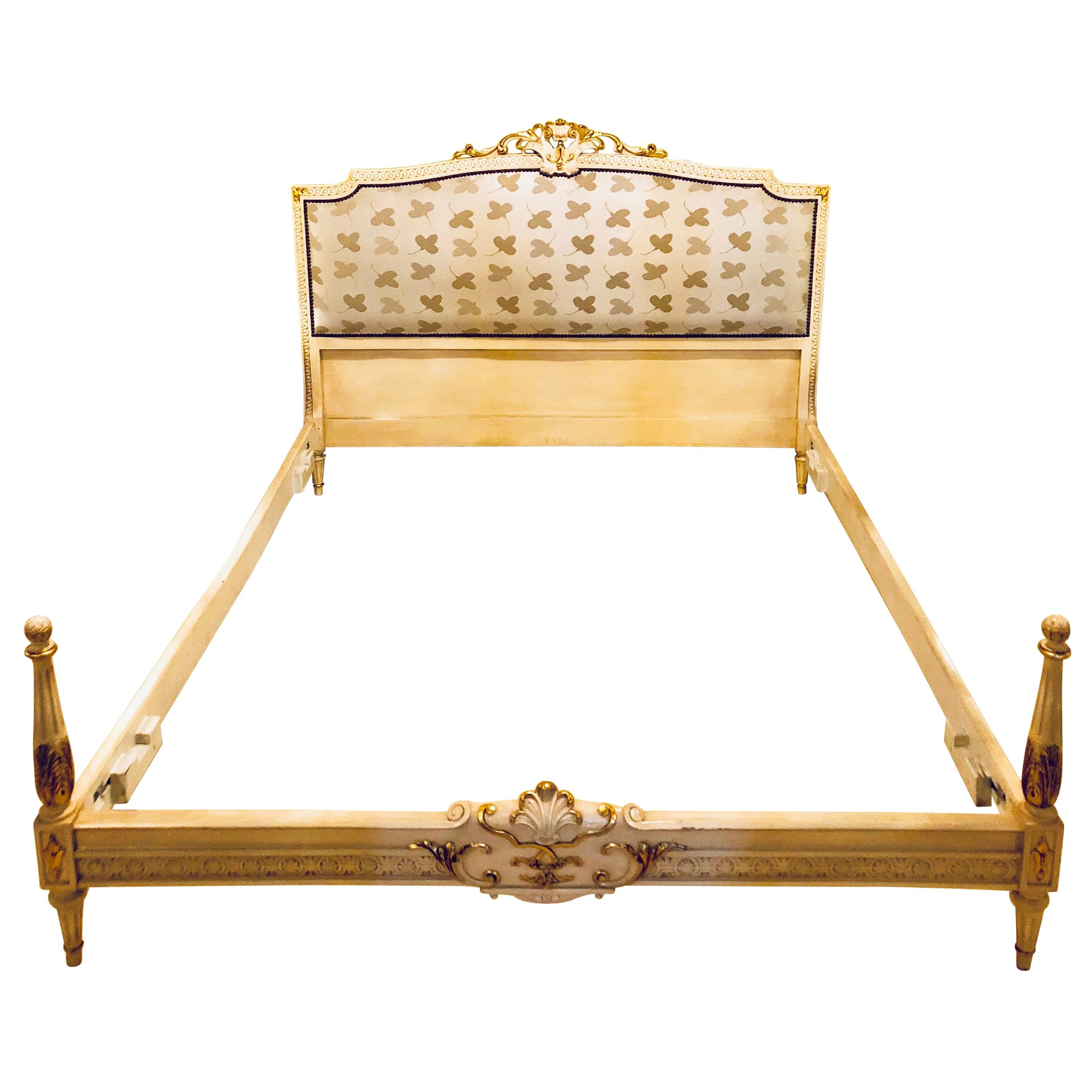 Painted French Louis XVI Style Headboard and Footboard Manner of Maison Jansen