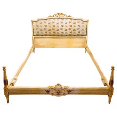 Vintage Painted French Louis XVI Style Headboard and Footboard Manner of Maison Jansen