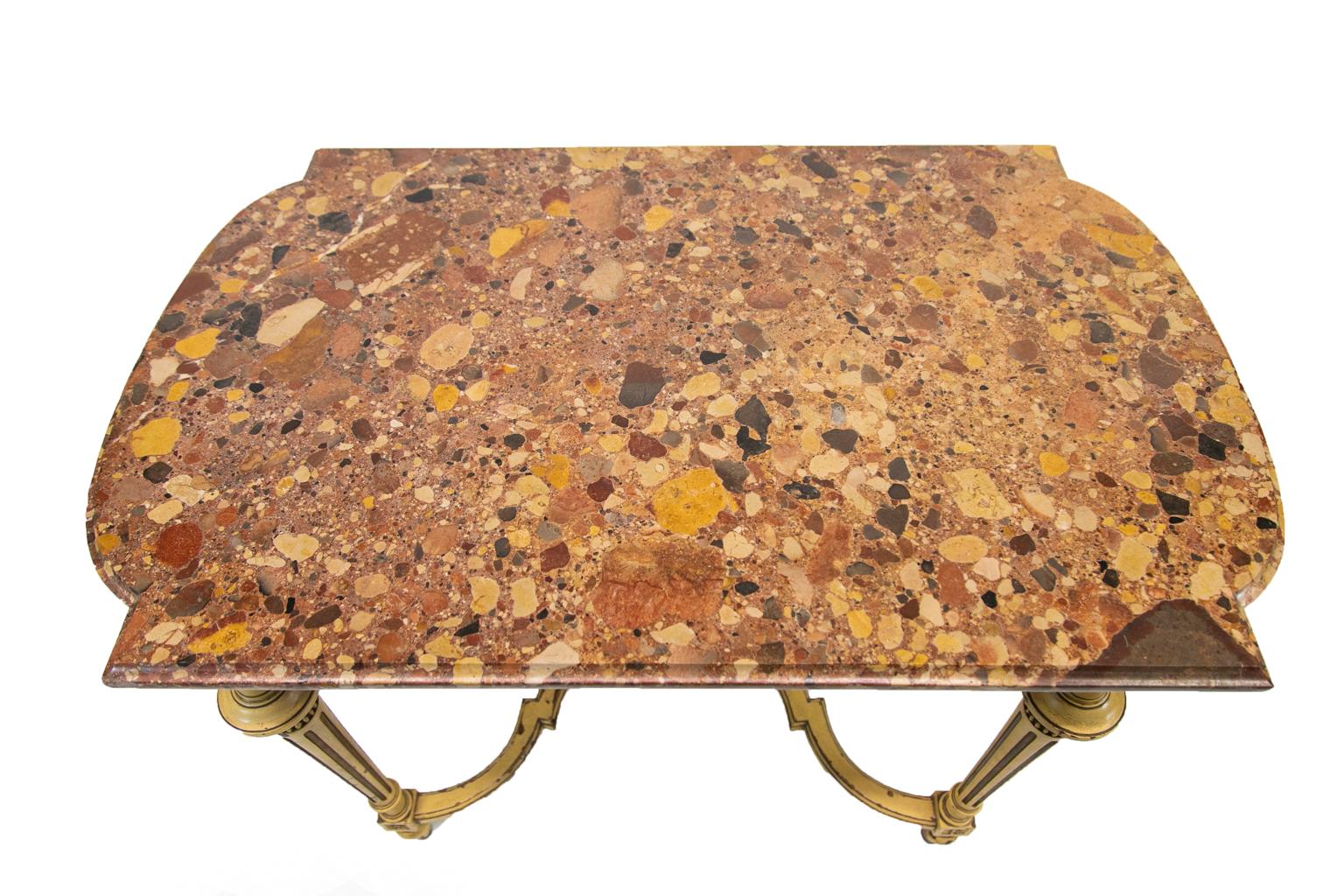 Painted French Marble-Top Center Table 2