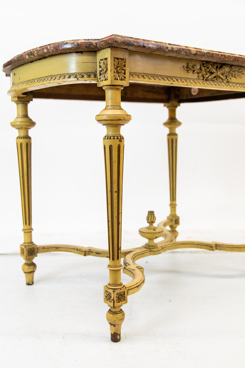 Painted French Marble-Top Center Table 4