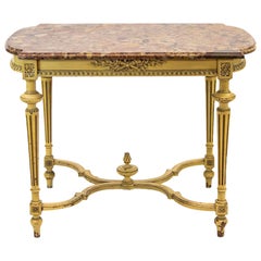 Antique Painted French Marble-Top Center Table