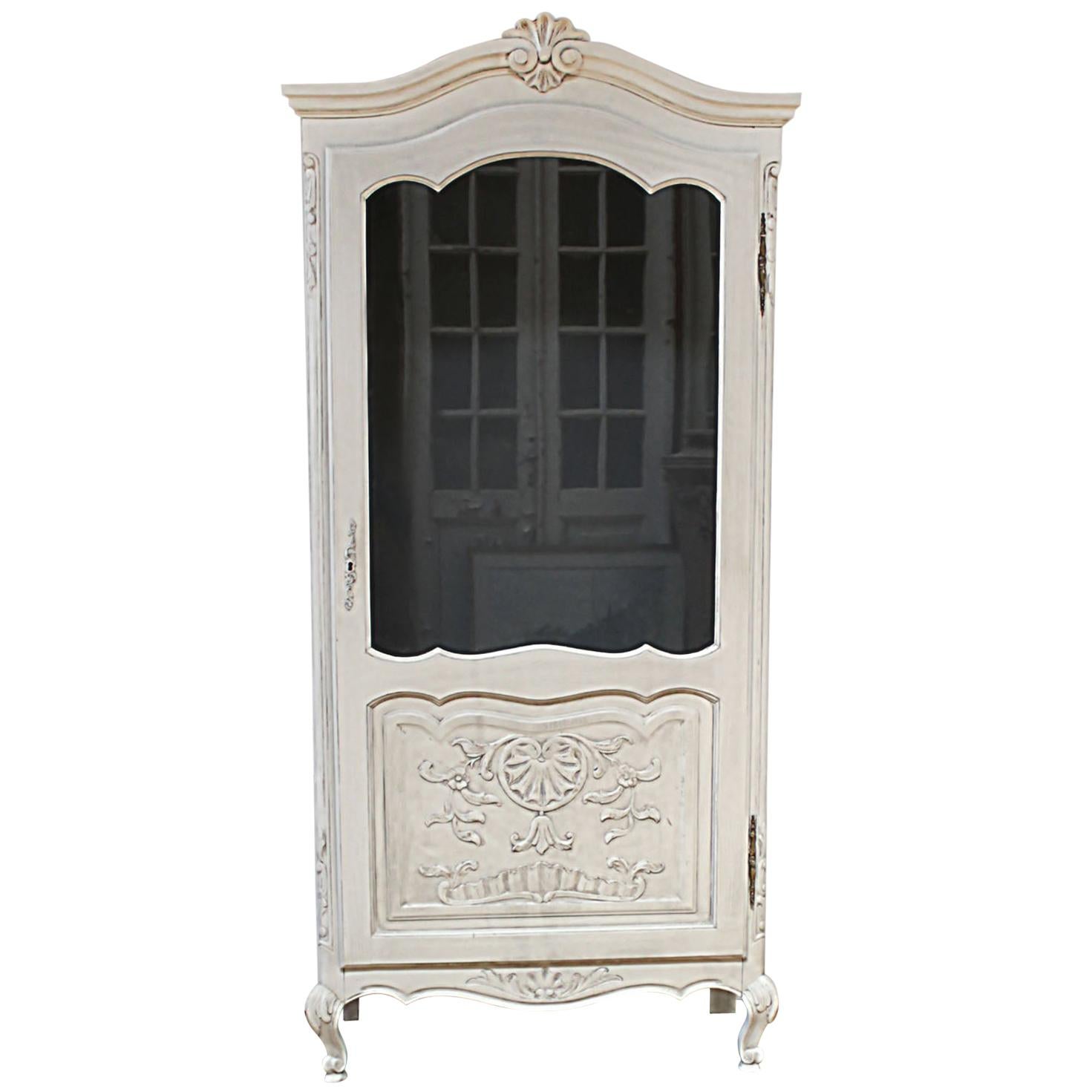 Painted French Provincial Style Display Cabinet