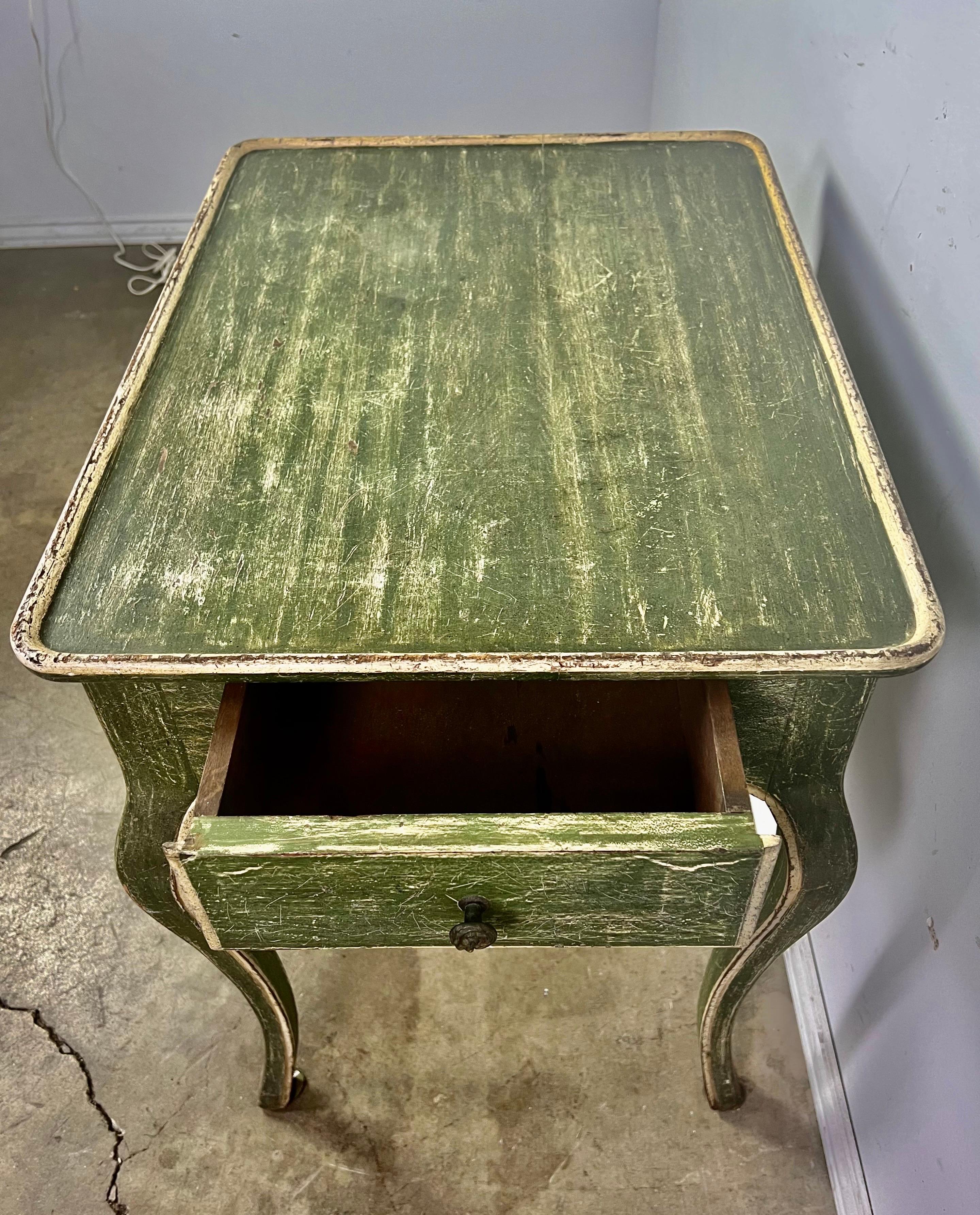 Painted French Provincial Style Side Table with Drawer, circa, 1940s 6