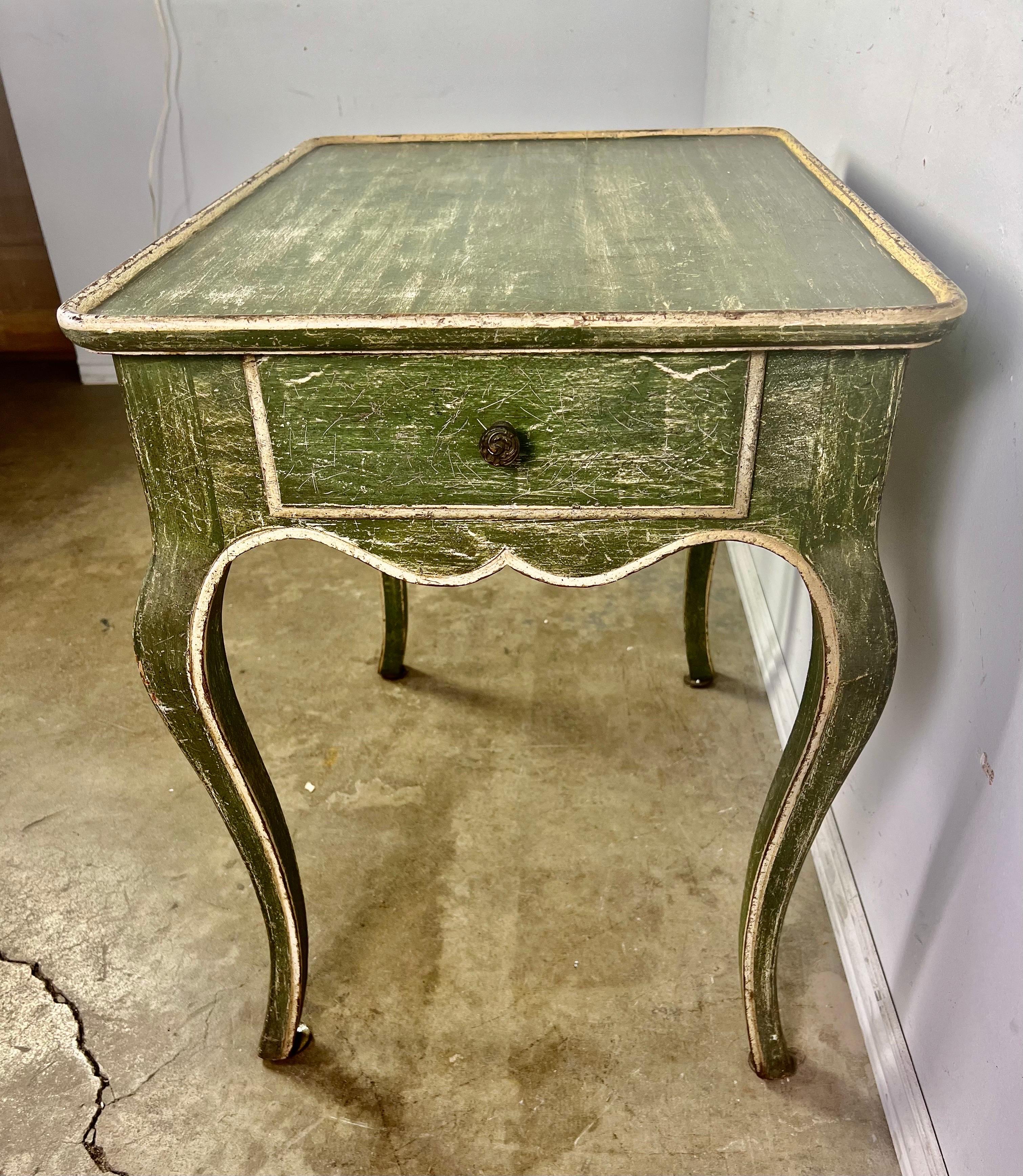 Painted French Provincial Style Side Table with Drawer, circa, 1940s 8