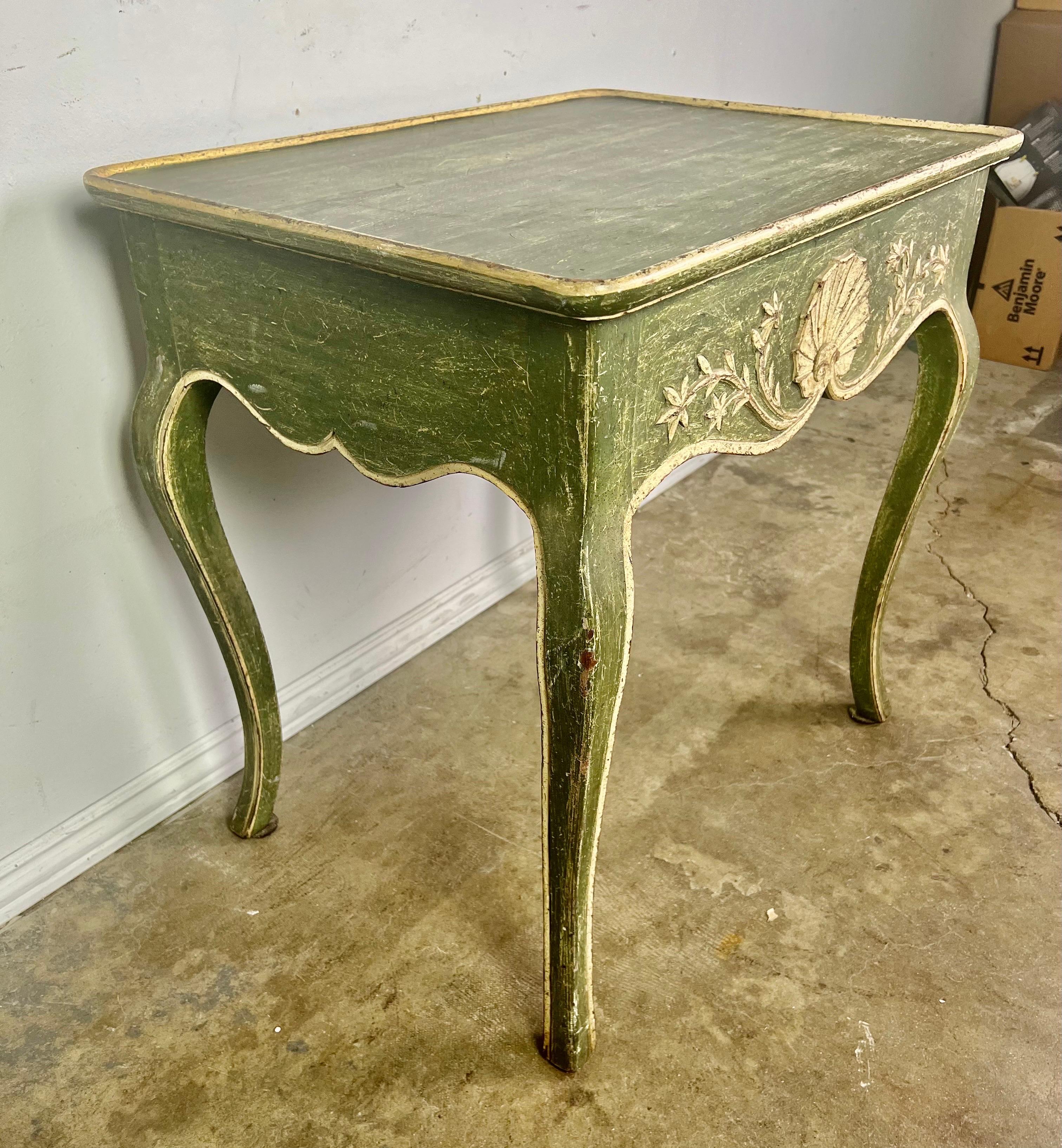 Painted French Provincial Style Side Table with Drawer, circa, 1940s 11