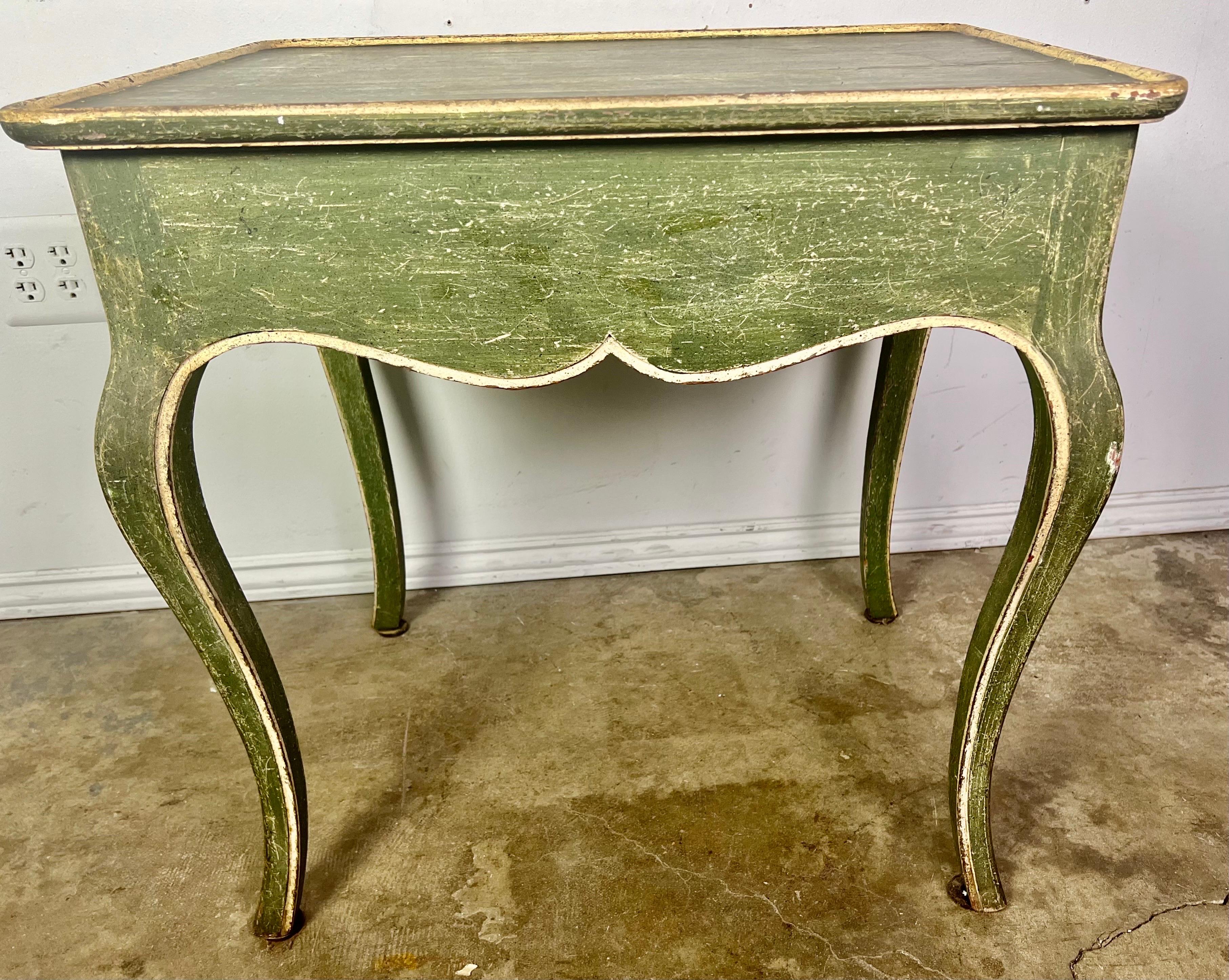 Painted French Provincial Style Side Table with Drawer, circa, 1940s 12