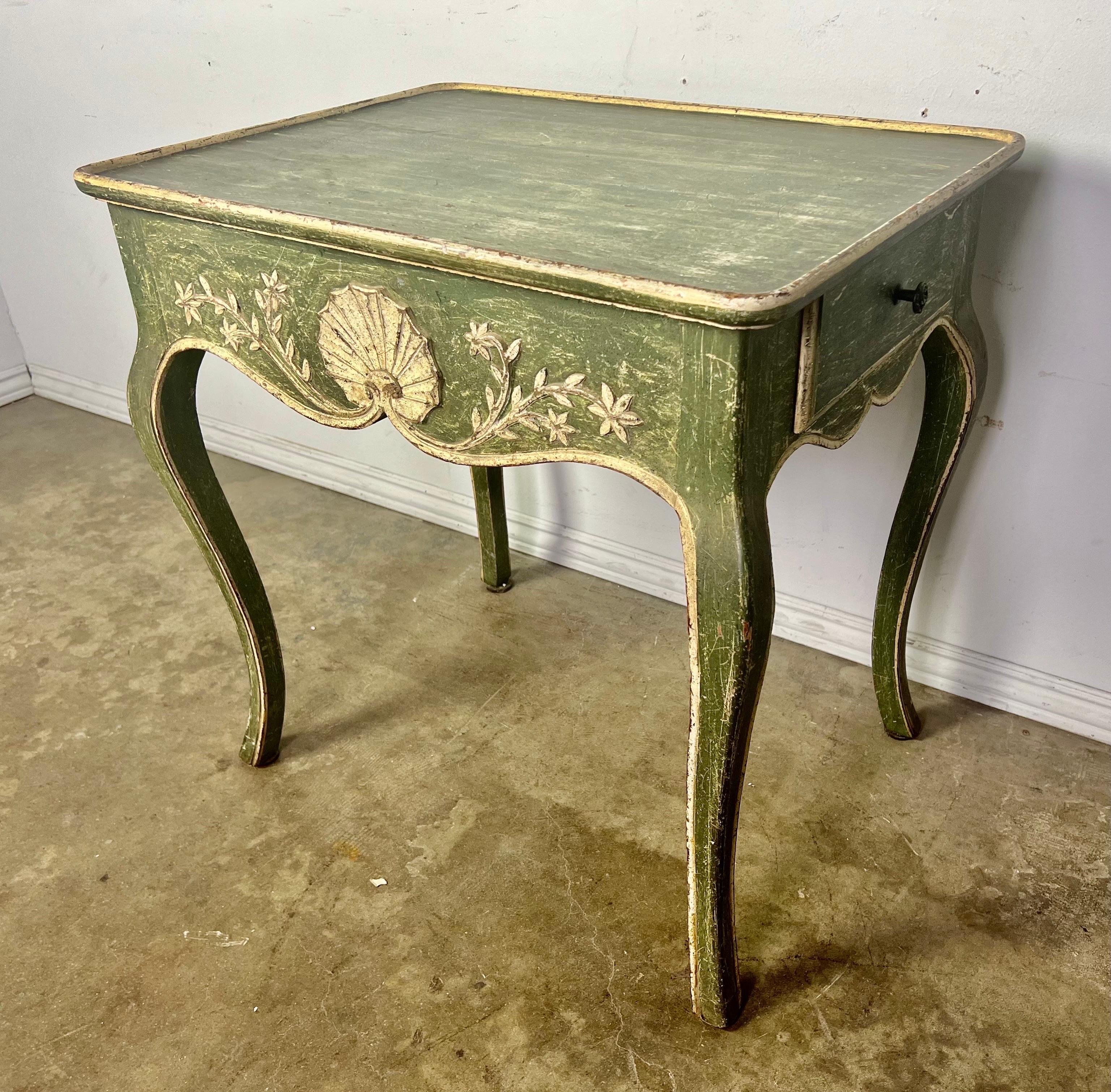 Painted French Provincial Style Side Table with Drawer, circa, 1940s 2