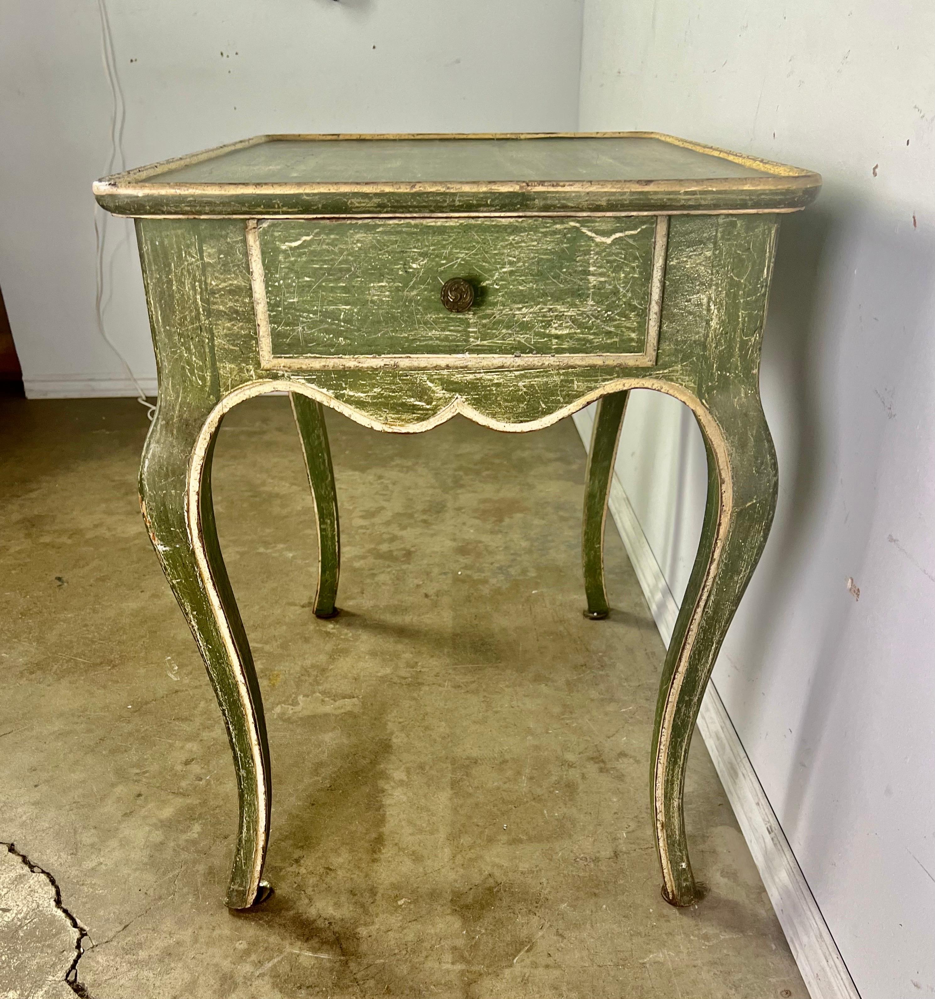 Painted French Provincial Style Side Table with Drawer, circa, 1940s 3