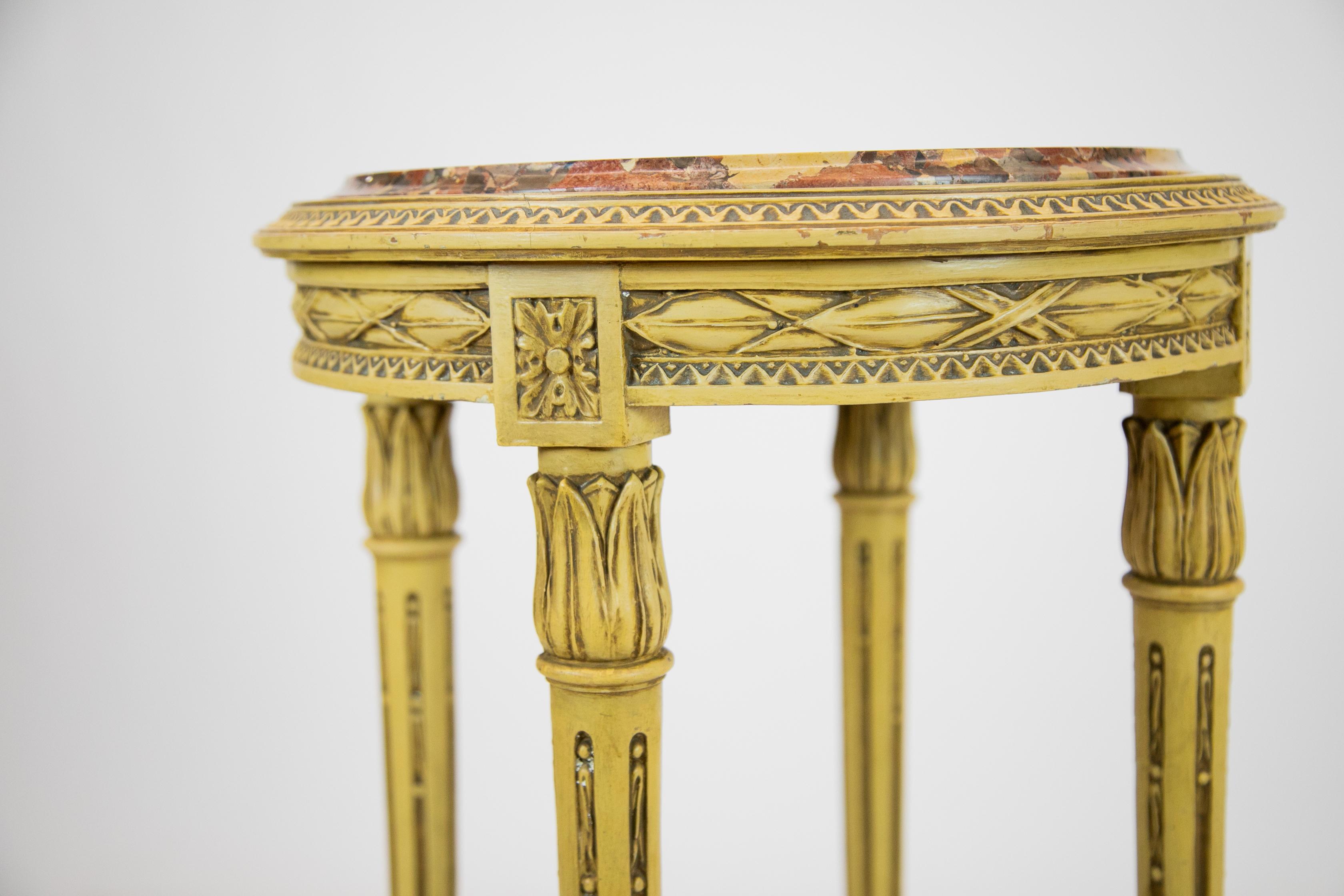 Painted French Round Marble-Top Table 2