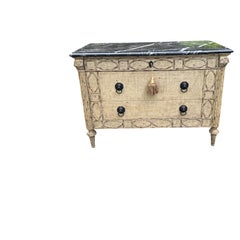Painted French Style Commode Chest of Drawers with Black Marble Top