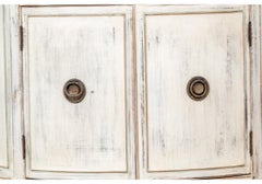Painted French Style Demi Lune Commode With Marble Top