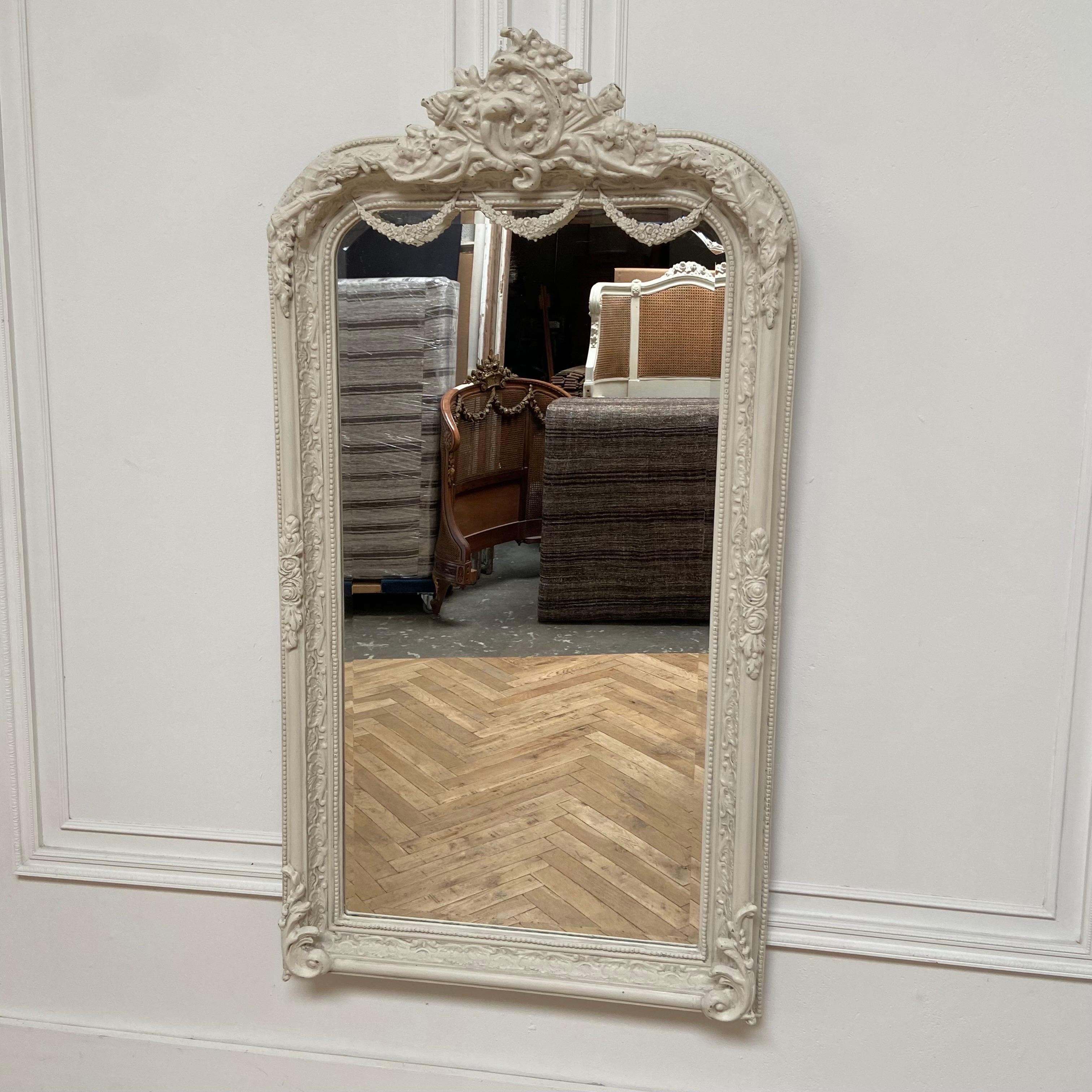 Painted French Style Mirror with Rose Swags 8
