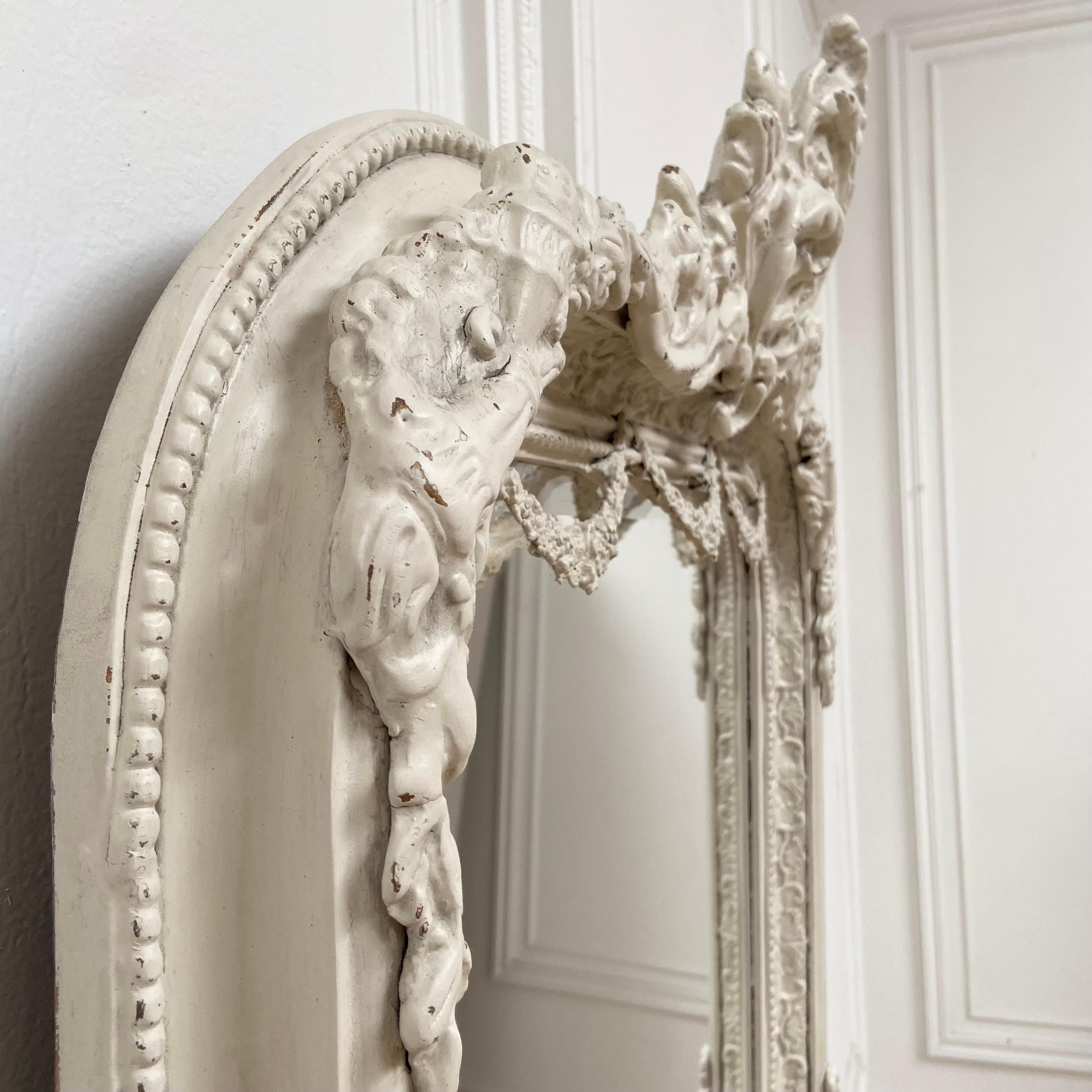 Painted French Style Mirror with Rose Swags 3