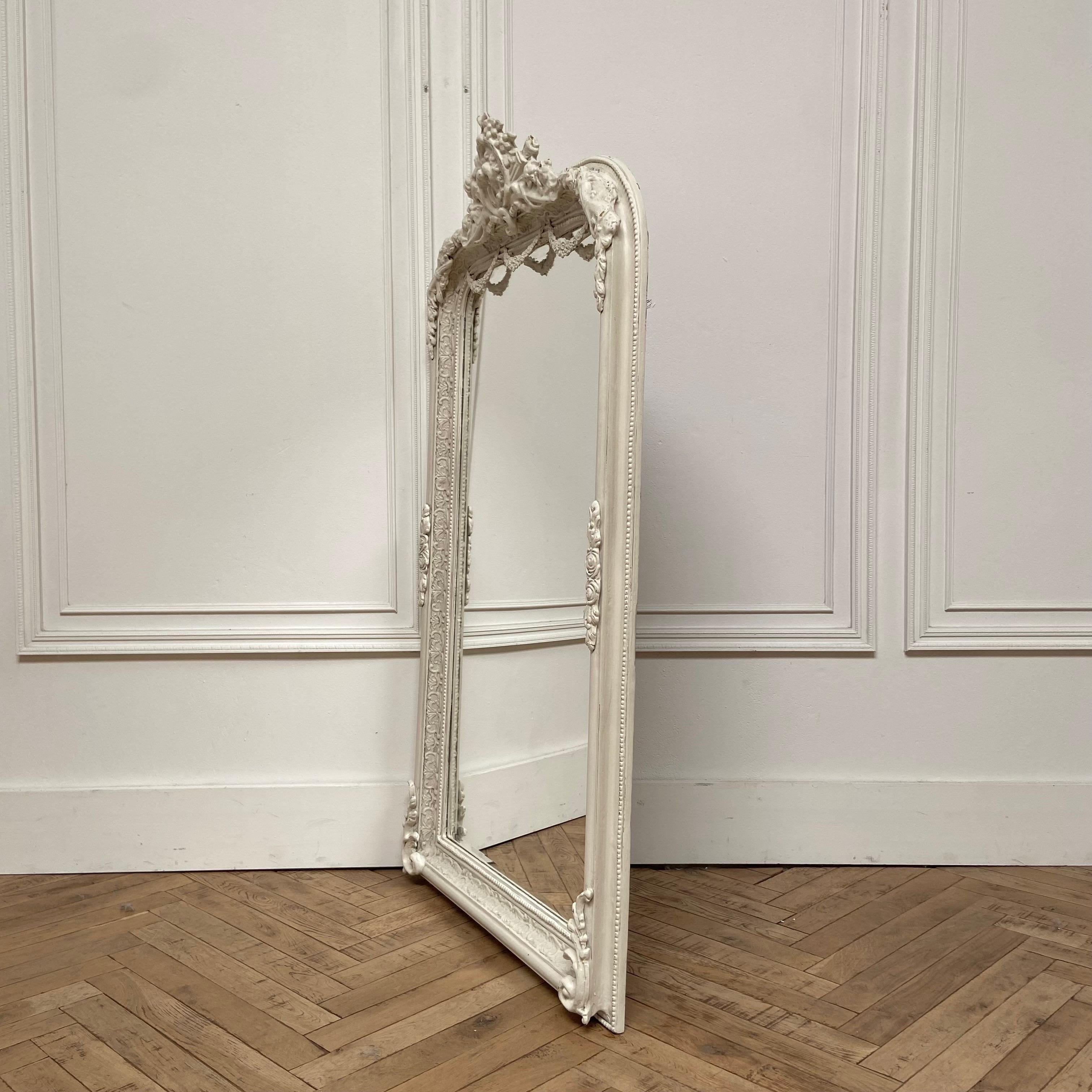 Painted French Style Mirror with Rose Swags 4