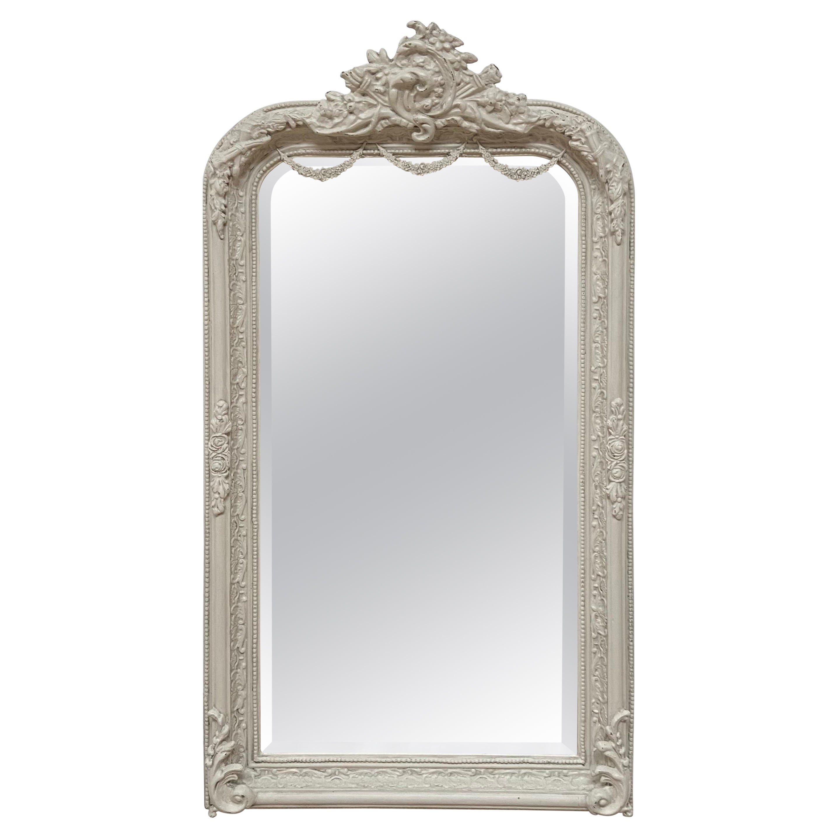 Painted French Style Mirror with Rose Swags