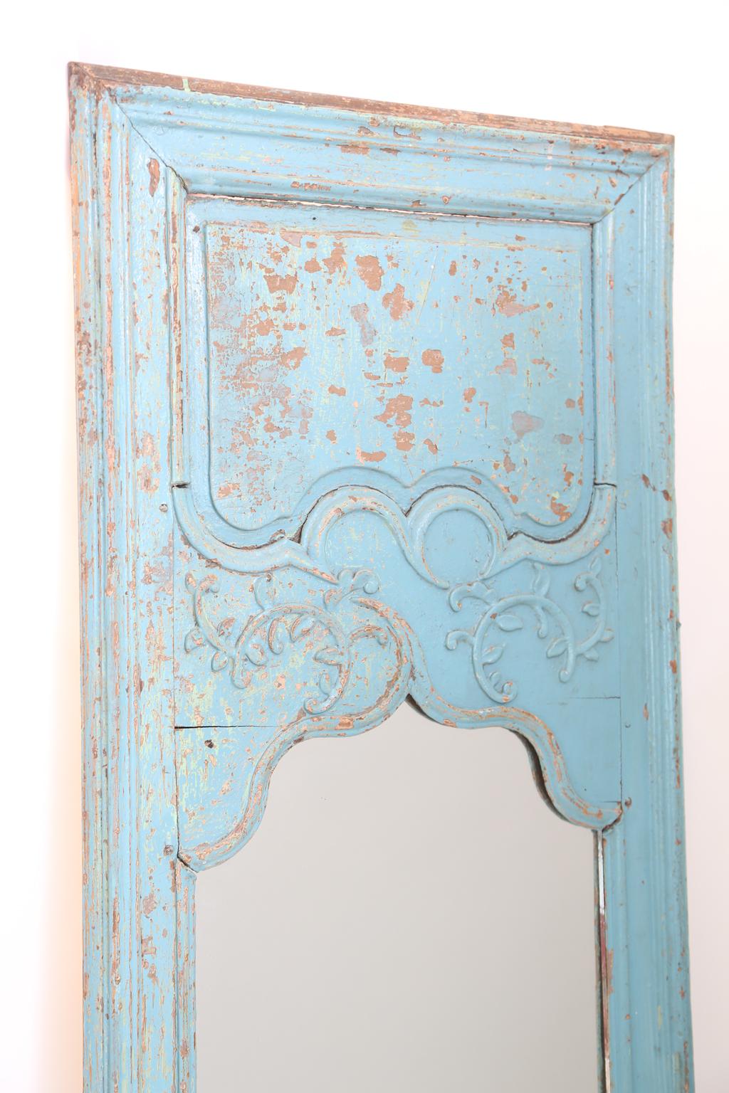 Rococo Painted French Trumeau Mirror For Sale