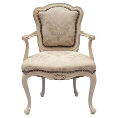 Painted French Walnut Provincial Chair in Raw Silk Brocade