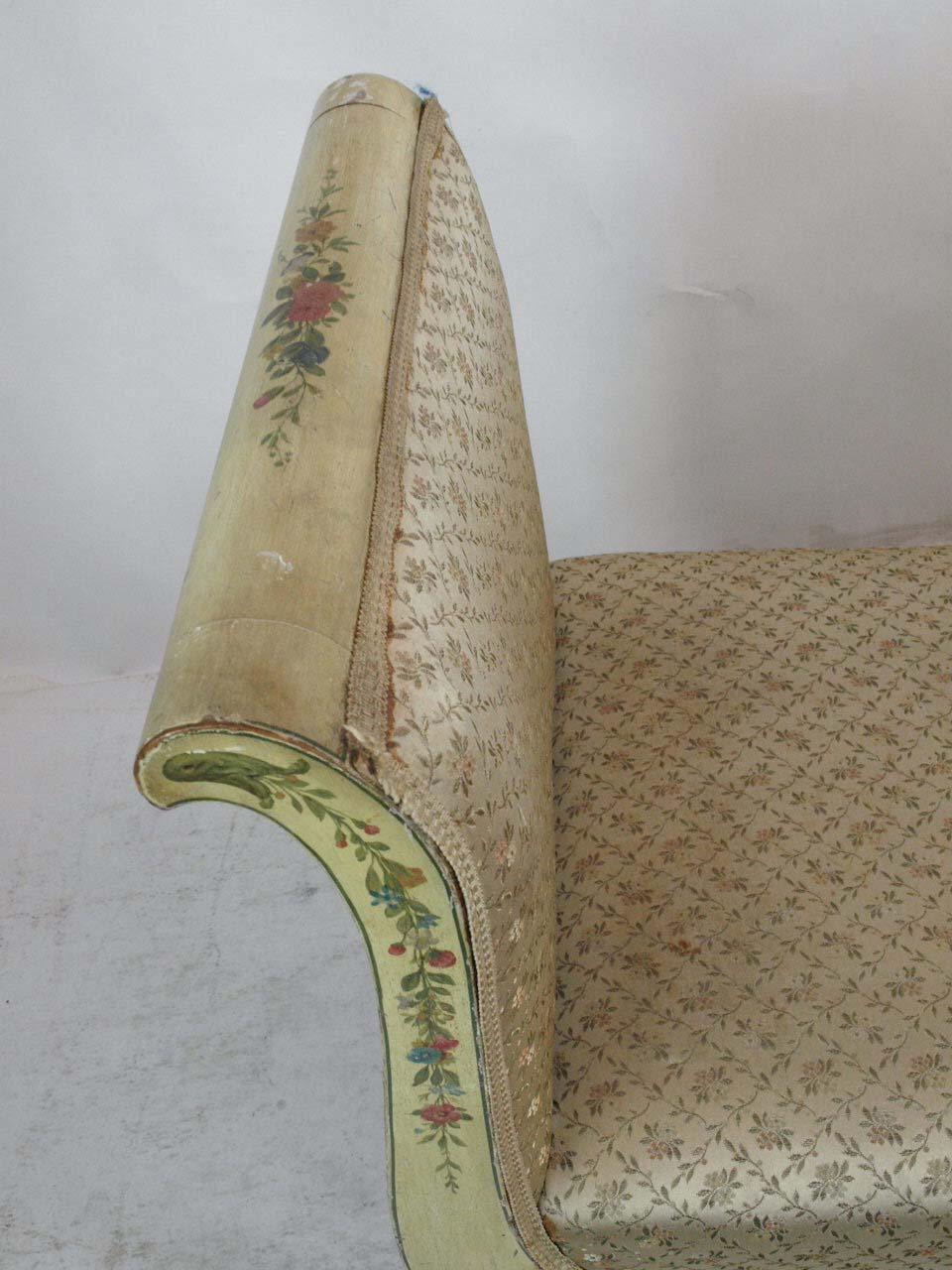 Fabric Painted French Window Bench For Sale