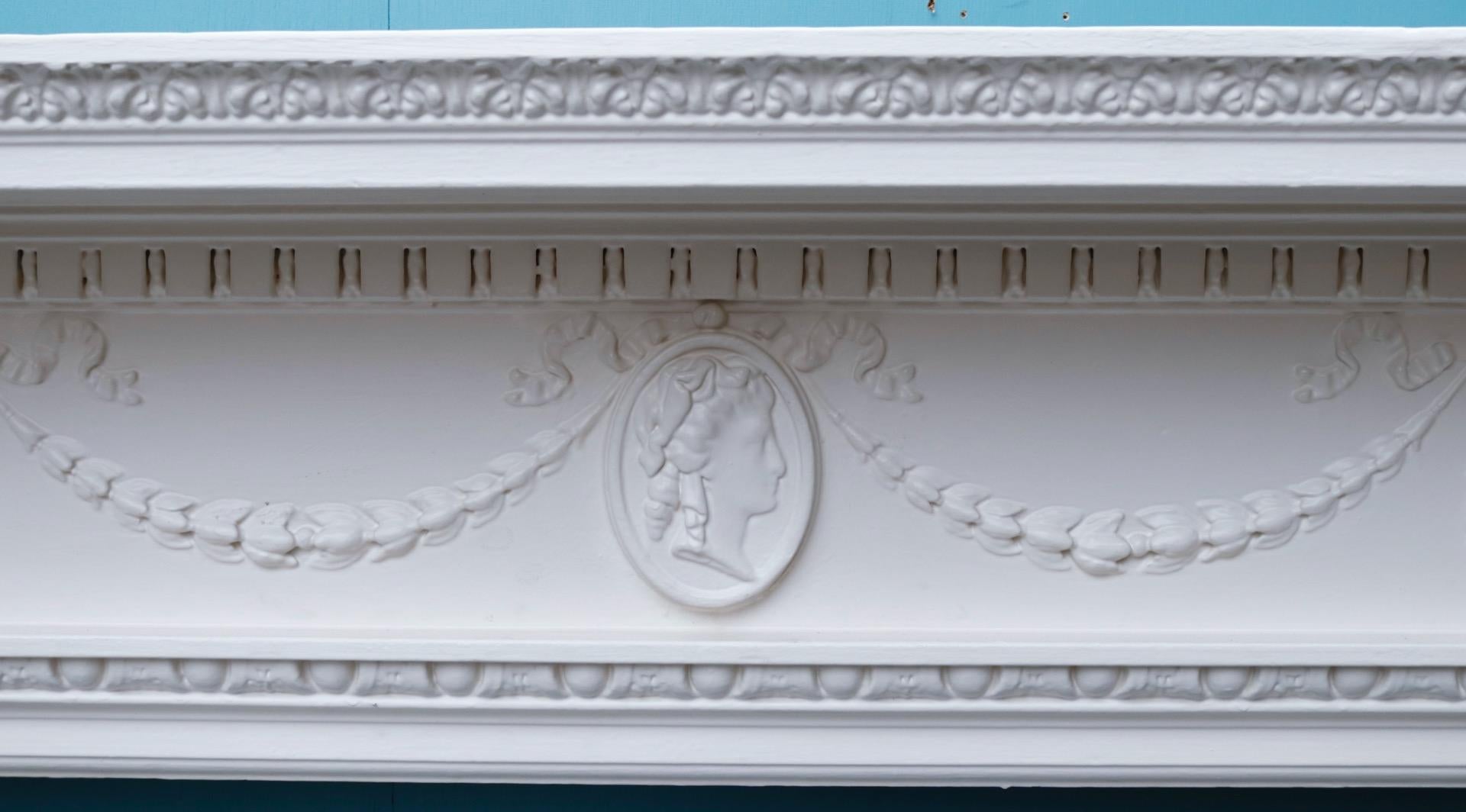 Painted Georgian Style Reclaimed Mantel In Fair Condition For Sale In Wormelow, Herefordshire