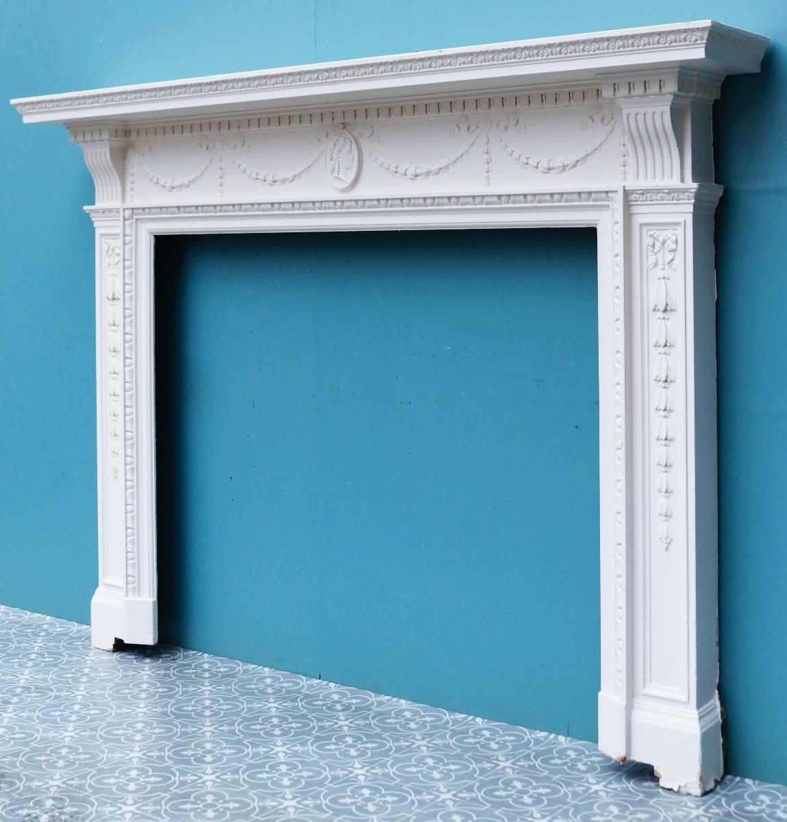 Pine Painted Georgian Style Reclaimed Mantel For Sale
