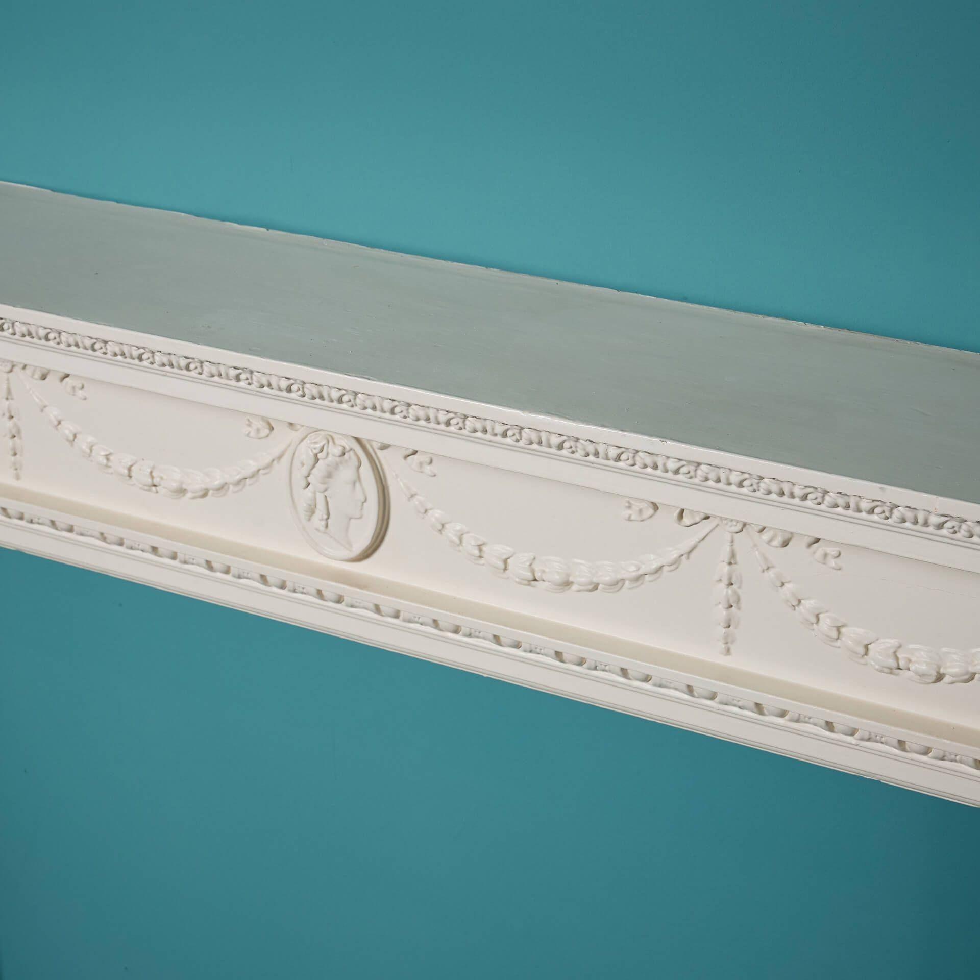 Pine Painted Georgian Style Reclaimed Mantel For Sale