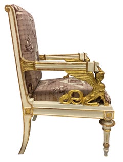Painted & Gilded French Empire Armchair
