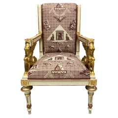 Antique Painted & Gilded French Empire Armchair