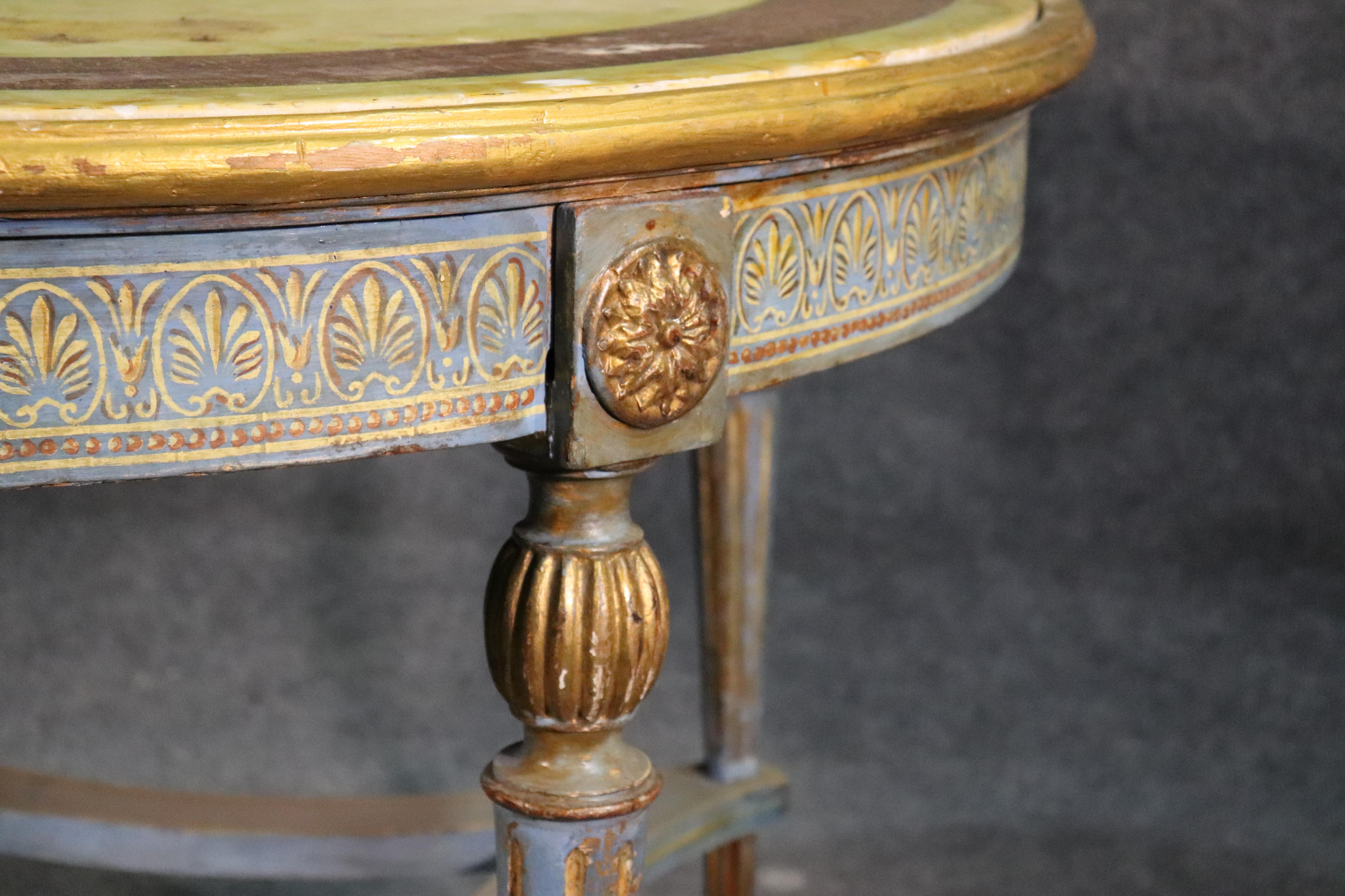 Hardwood Painted Gilded Russian Baltic Center Table with Pale Yellow Marble Top