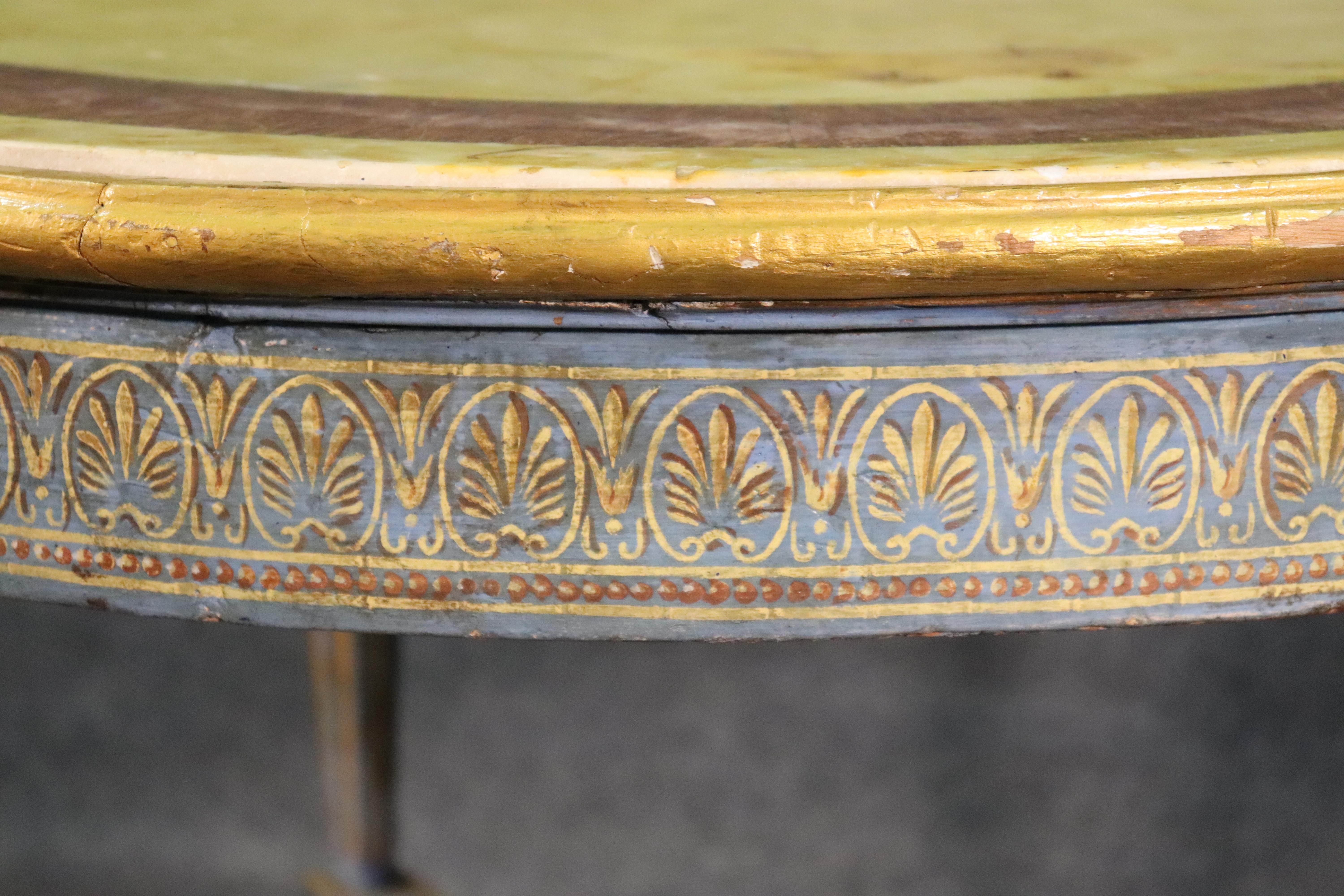 Painted Gilded Russian Baltic Center Table with Pale Yellow Marble Top 2