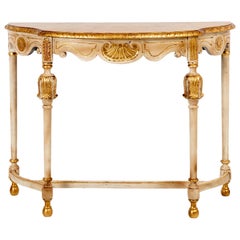 Painted Giltwood Demilune Console Table